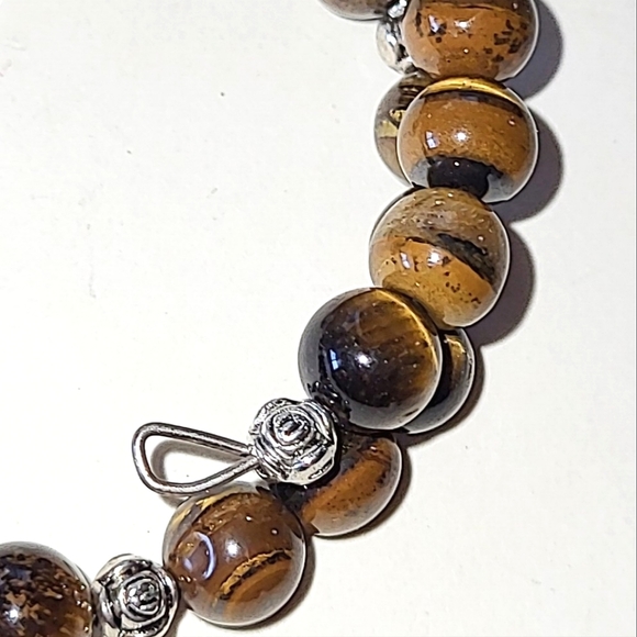 CHUBBY CHICO CHARMS TIGER'S EYE WIRE WRAP BRACELET - Picture 4 of 5